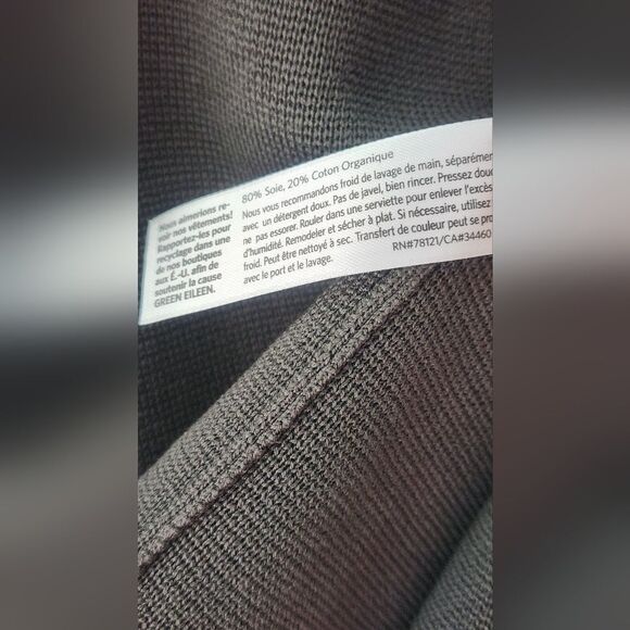 Eileen Fisher L Seaweed Green Lslv SILK ORGANIC COTTON Women's Opened Cardigan - Picture 6 of 8